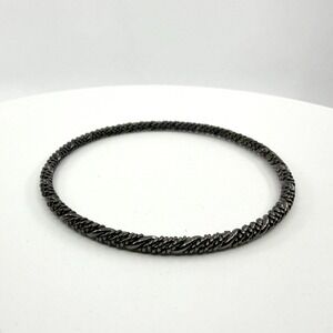 Y2K Gunmetal Twisted Rope Bangle Bracelet Slim Stackable Jewelry